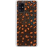 Funda compatible con Samsung Galaxy A51 5G - Fondo leopardo marron naranja
