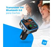 Transmisor FM Bluetooth 5.0 para Coches - 3 Puertos Carga: x 2 USB QC3.0 + x1 PD 3.0 Tipo C 20W, Función Manos Libres, Cancelación de Ruido, Carga Rápida, Botón B: Bajos Profundos Hi-Fi (Altavoz)