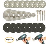 6-32Pcs Mini Circular Saw Blade Set Sanding Grinding Wheel Cutting Disc for Dremel Accessories Metal Cutting Rotary Tools