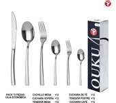 Mr.Spoon Serie Montaña Juego de 60 o 72 piezas cubiertos,Acero Inox 18/0, Plateado,Económico y funcional,Incluye cuchillo de carne o mesa,tenedor,cuchara,cucharilla,etc. Mango monobloque,Apto para lavavajillas,Empaque ecológico,Para casa,hotel,restaurante