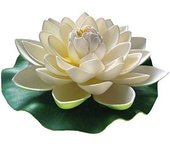 Flores de espuma flotantes de 7 pulgadas con forma de nenúfar para estanques, bodas, piscinas y decoración de jardines (juego de 2) (blanco)