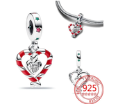Cute 925 Sterling Silver Cookie House Hat Heart Festive Nutcracker Dangle Charm Fit Original Bracelet DIY Christmas Tree Gift