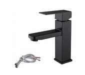 Monomando de Maple inoxidable Agua fría y Caliente con latiguillos incluidos Grifo para lavabo Negro