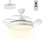 Ventilador de techo Mobiclinic 4 aspas 6 velocidades 3 modos iluminación Luz LED Mando a distancia Oasis