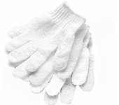 2 Pairs (4pcs) Scrub Massage Exfoliating Spa Body Scrubber Cleaner Shower Gloves Home Bathroom Accessories White Five Finger