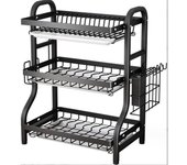 Escurridor para platos de cocina lava, escurridor para  con jaula para palillos cubierto,Escurridor de vajilla para el hogar organizador de vajilla para el hogar, organizador de accesorios de cocina de metal