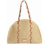Bolso de hombro para mujer AMICHI Pura de rafia verde con cierrre de cremallera