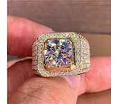 Solitaire 14K Gold Male 2ct Lab Diamond Moissanite Ring 925 sterling silver Jewelry Party Wedding band Rings for men