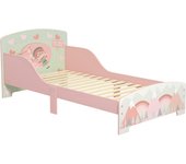 ZONEKIZ Cama Infantil de Madera 143x77x60 cm Cama para Niños de 3-6 Años con Barreras de Protección y Estampados Carga Máx. 40 kg Mueble de Dormitorio Moderno