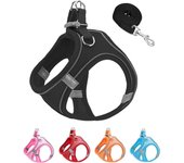 Arnés y correa para perros de malla suave negra S, arneses para cachorros que no se escapan y son fáciles de caminar, chaleco ajustable reflectante para cachorros (negro, S)