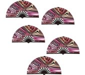 Paquete de 5 abanicos plegables grandes de 28 cm (2025), ideales para bailar en línea, ideal para eventos y fiestas (arcoíris).