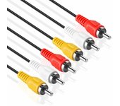 TECHZOCO Cable de 3 RCA Macho, Cable de Audio Video Estéreo Macho, 3 RCA Macho a 3 RCA Macho, Cable AV RCA, Cable RCA compuesto video y audio, 3x RCA macho a Macho, 1.50 Metros