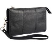 DFV mobile - Exclusiva Funda Piel Natural Nuevo Diseño Bolso de Mano para AGM A10 (2020) - Negra