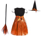 Halloween 2024 WItch Outfit for Little Girls Age for 1-12 Yrs Western Mid Century Hag Dress Toddler Evil Wizard Cosplay Costume