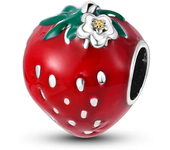 New 925 Silver Color Strawberry Cherry Fruit Series Charms Beads Fit Pandora 925 Original Bracelets DIY Birthday Jewelry Gifts