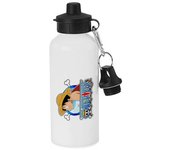 MERCHANDMANIA BIDON DEPORTIVO 600 ML ACERO INOXIDABLE CON CHUPON logo one piece Luffy personaje aventura piratas mar botella escolar deporte bicicleta