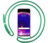 Funda Colgante Transparente para Oppo Find X5 5G con Cordon Verde Agua