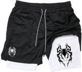 Spider Graphic 2 in 1 Compression Shorts for Men Gym Workout Running Performance Shorts with Phone Pocket Athletic Active Wear