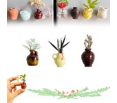 Mini jarrones magnéticos para nevera, mini jarrones magnéticos, bonitos jarrones con forma de planta, floreros de cerámica 3D para decorar la nevera, la cocina, el armario y la oficina (5 unidades/A)