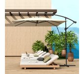 Outsunny Parasol Excéntrico 247x247 cm Sombrilla de Jardín con Base Cruzada Cubierta Ajustable Manivela Funda Protectora y Cuerda de Viento Anti-UV 50+ Sombrilla para Terraza Patio