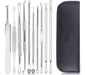 10 Piezas Puntos Negros Extractor, Herramientas Para Eliminar Puntos Negros Para Pelo Facial y Nariz, With Caja de Almacenamiento Negra