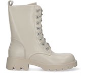 PuntoSalao Botas militares suela track cordones strass y cremallera mujer color beige
