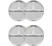 Juego de vajilla infantil de acero inoxidable con platos divididos para controlar las porciones, ideal para niños y adultos, ideal para almuerzos y cenas de camping (2 piezas)