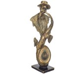 SIGNES GRIMALT Figura Músico Saxofón Dorado de Resina | Figura de Persona para Jardín y Decoración