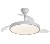 NARVI Ventilador de techo de METAL, de tamaño Ø50 cm, color blanco, 3 Palas retráctiles, Motor DC, LED 45W x2, Regulable en intensidad y color. Memoria y Mando a distancia. Ref. ELBA 2040 WH