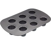 KitchenCraft MasterClass Molde para Madalenas con 9 Huecos de Acero al Carbono Antiadherente Libre de PFOA, 32,5 x 22 cm