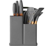 Set de Utensilios de Cocina de Silicona y Madera 19 piezas  Home Cuchillos Tabla de Cortar Organizador de Cocina Pelador