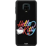 Funda original compatible con Xiaomi Redmi Note 9S - 9 Pro Negro con un diseño de Hello Kitty Caligrafica