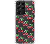 Tumundosmartphone Funda Silicona Antigolpes para Samsung Galaxy S21 Ultra 5G diseño Cerezas Dibujos