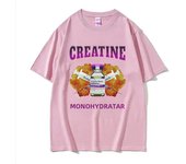 Oversized Gym Creatine Monohydrate Funny Meme T Shirt for Men Women Fashion Hip Hop T-shirt Vintage Cotton Short Sleeve T Shirts