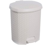 Keeeper Cubo de Basura Rattán con Tapa - 21L - Blanco Nórdico