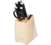 Kitchenaid classic 6-piece knife set with block, sharp high-carbon japanese steel kitchen knives and rubberwood holder