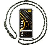 Tumundosmartphone Funda Colgante Transparente para Xiaomi POCO M3 / Redmi 9T con Cordon Verde / Dorado