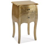 Versa Cagliari Mesilla de noche Mesa pequeña o auxiliar para el Dormitorio o Salón, con 2 cajones, Medidas (Al x L x An) 71 x 35 x 40 cm, Madera, Color Dorado