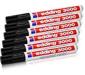 6x Edding 3000 Permanent Marker schwarz 1.5 -3 mm