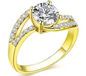 18K Rose gold Plated Love Heart Cubic Zirconia Promise Halo Engagement Promise Eternity Valentine's Day Ring for Women Size 6-10