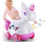 Unicornio musical Bebe gateando Juguetes, Bebe Luz Música Juguetes Interactive, 12-18 meses Niño cumpleaños regalo 1 2 años Niños