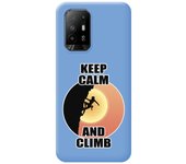 Funda Silicona Líquida Azul para Oppo A94 5G diseño Mujer Escalada Dibujos