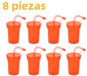 Neon Sipper Cups - Colorful, Spill-Proof Cups with Lids and Straws - Ideal for School Events, Themed Parties, and Birthday Party