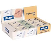 Milan Caja de 30 Gomas de Borrar Migas de Pan 430 Cuadrada Muy Suave - Colores Variados - Goma Ideal para el Colegio, Material Escolar y de Oficina. Recambio, Repuesto