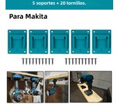 5 Pack Machine Holder Battery Storage Rack for Dewalt/Makita/Milwaukee 14.4V 18V Li-ion Battery Wall Mount Tool Bracket Fixing