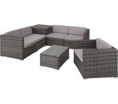 Tectake - Conjunto de ratán PISA | Diseño elegante y atractivo | Cojines extraíbles y muy cómodos | Bastidor sólido de acero