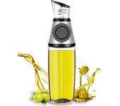Dispensador de aceite de oliva de 17 oz, pulverizador de aceite, vidrio transparente con bomba de escala de medición