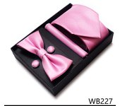 Solid Color Holiday Gift Tie Handkerchief Pocket Squares Cufflink Set Necktie Box Dark Blue Man Fit Formal Party Easter Day