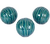Juego de 3 bolas 10cm verde lineas ceramica cerdeña  Material: Ceramica Medidas (Ancho*Alto*Fondo): 10*9.6*10Presume de casa