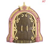 Miniature Fairy Door Home Creative Yard Art Mini Arch Window Door Mouse Hole Decoration Outdoor Garden Sculpture  Craft Decor